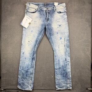 PRPS Demon Slim Fit Mid Rise Distressed Blue Jeans Mens Size 40 Paint Splatter